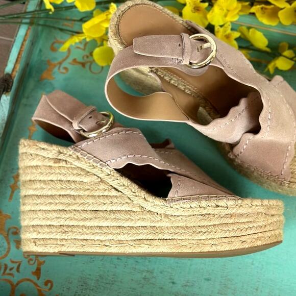 Marc Fisher LTD Aria Scalloped Slingback Sandal - Cipria Suede - size 9/10 - Picture 2 of 5